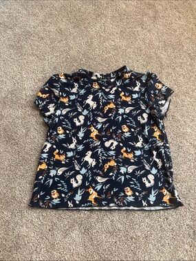 Justify Navy Short Sleeve Tee with Orange & Cream Woodland Print